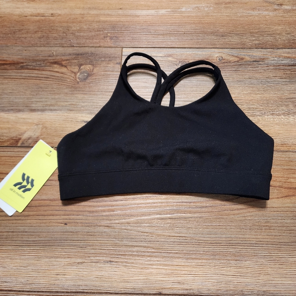 All In Motion Girls Strappy Back Sports Bra Black S NEW